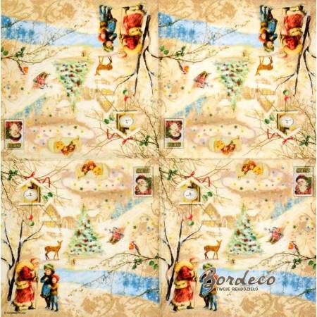 Serwetka decoupage firmy AMBIENTE zima retro 33x33cm